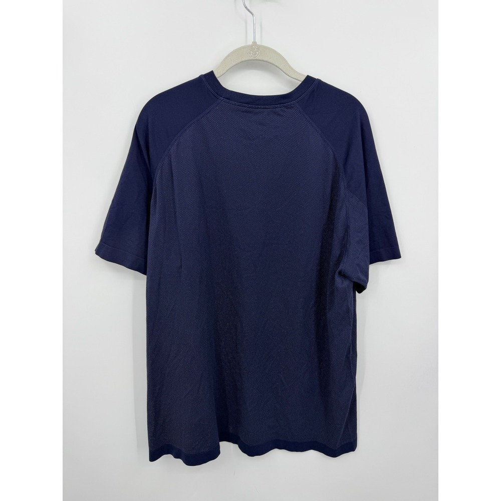 Fabletics Training day T-Shirt Mens XXL Navy Blue Mesh Performance Short Sleeve - Picture 4 of 6